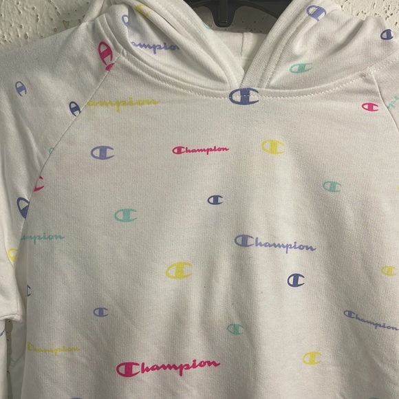 Champion Girls' Multicolor Logo Script French Terry Pullover Hoodie - Picture 2 of 8